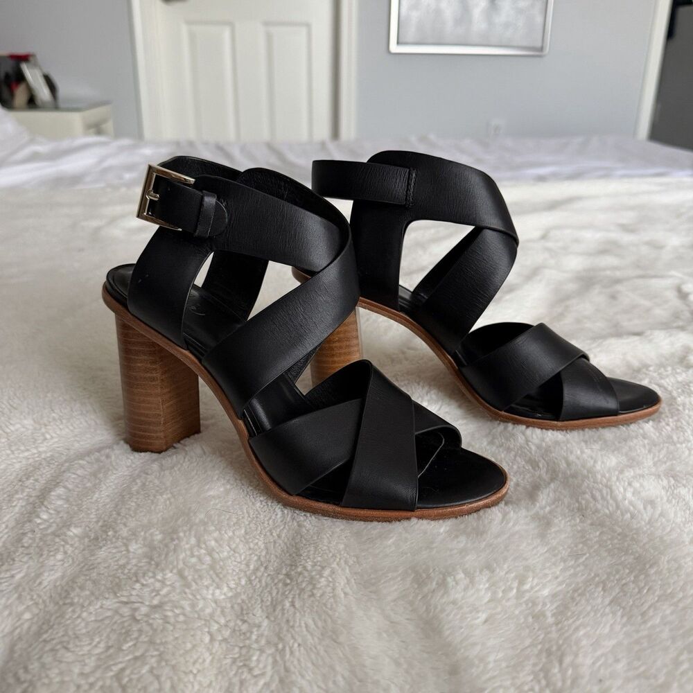 joie Black Soft Leather High Heels Sandals Sz.37.5